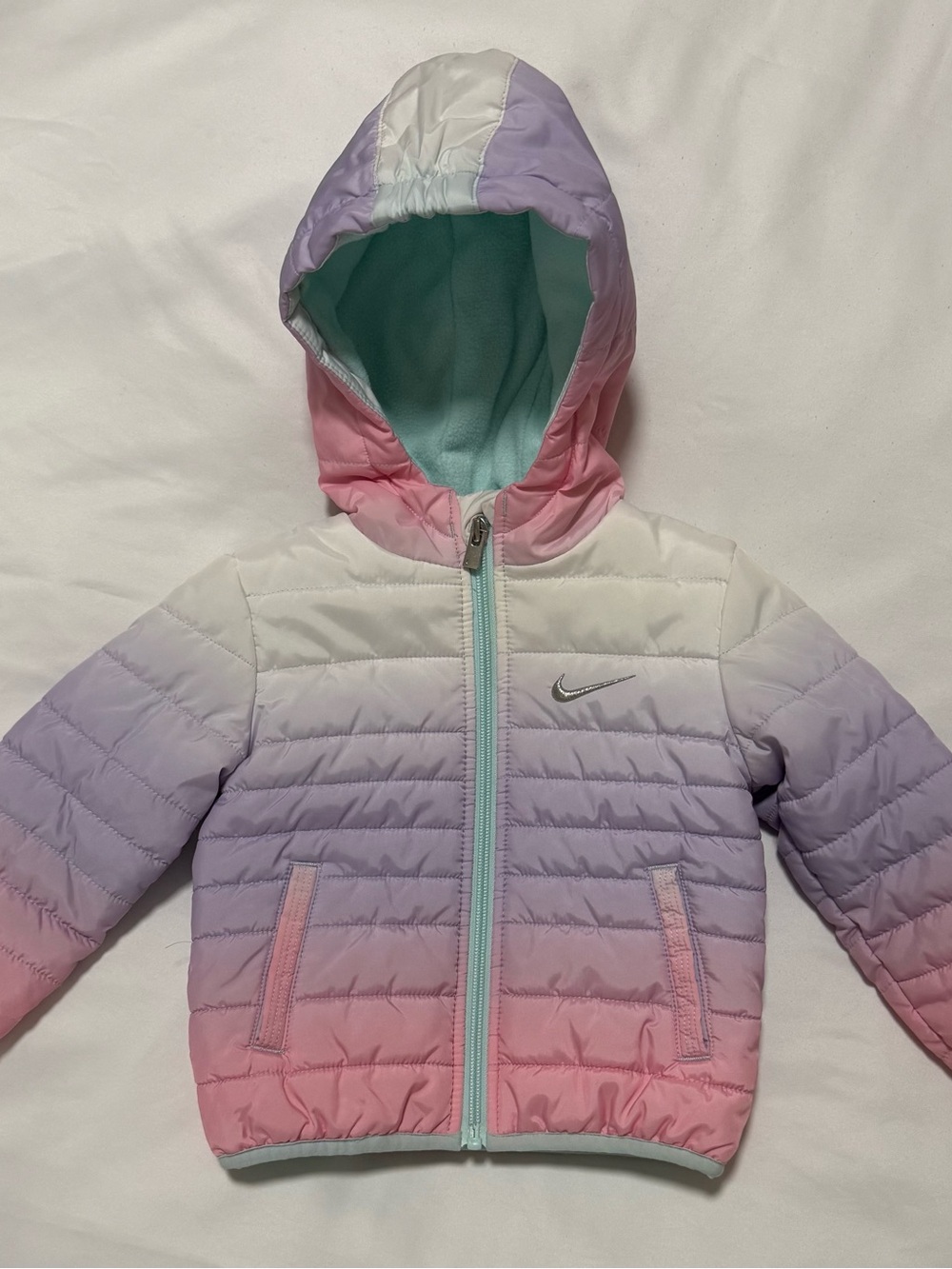 Nike Kids Pastel Rainbow Puffer Jacket - Mint, Lavender, Pink, White